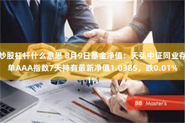 炒股杠杆什么意思 8月9日基金净值：天弘中证同业存单AAA指数7天持有最新净值1.0385，跌0.01%