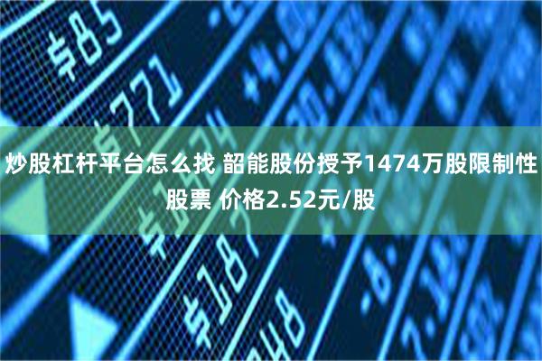 炒股杠杆平台怎么找 韶能股份授予1474万股限制性股票 价格2.52元/股